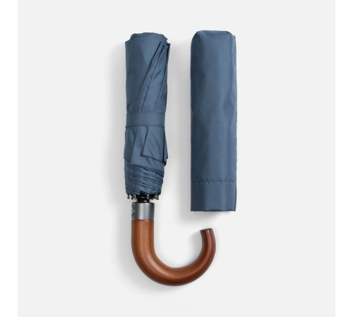 Зонт складной Classic, темно-синий с темной ручкой