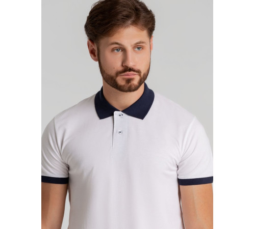 Рубашка поло Prince 190, белая с темно-синим