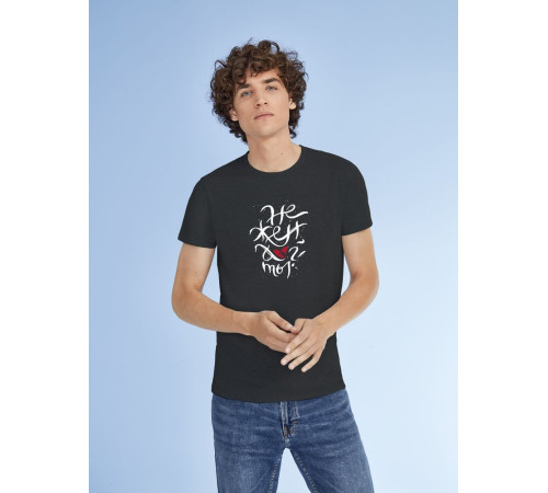 Футболка «Нежен», черный меланж