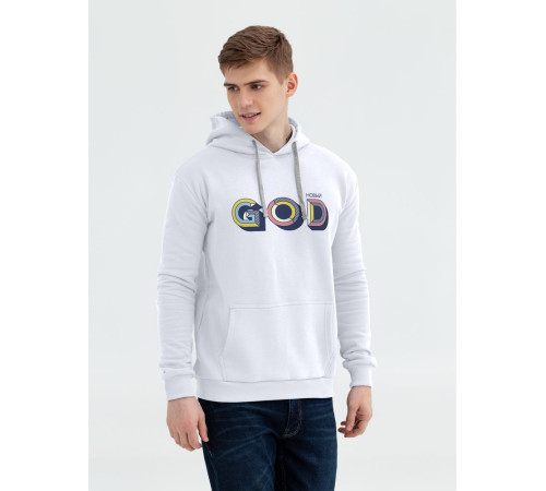 Толстовка с капюшоном «Новый GOD», белая