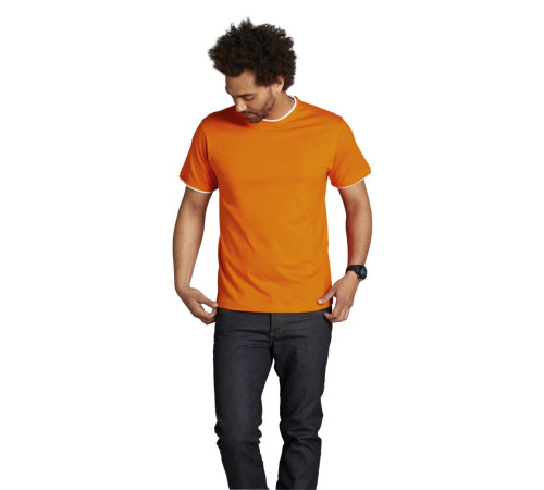 Футболка мужская с контрастной отделкой Madison 170, оранжевый/белый