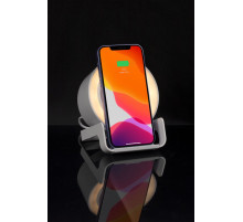 Лампа с колонкой и беспроводной зарядкой moonLight, белая