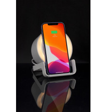 Лампа с колонкой и беспроводной зарядкой moonLight, белая