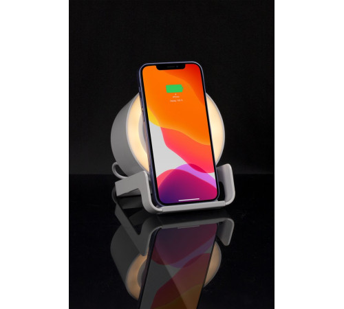 Лампа с колонкой и беспроводной зарядкой moonLight, белая