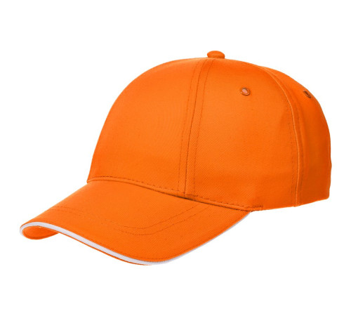 Бейсболка Canopy, оранжевая с белым кантом