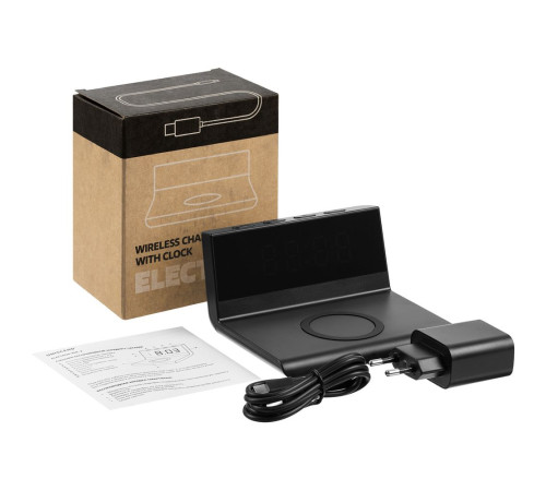 Станция беспроводной зарядки с часами Electron, ver.2, черная