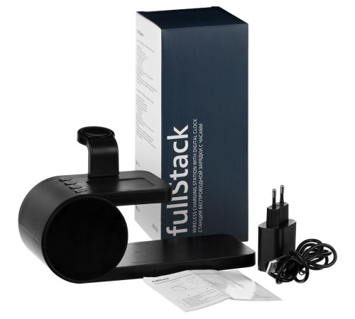 Станция беспроводной зарядки с часами fullStack, черная