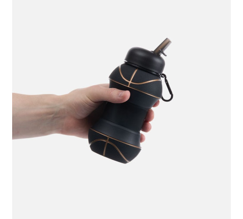 Складная бутылка для воды Basketball Flex, черная
