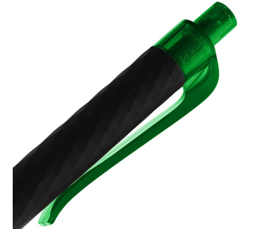 Ручка шариковая Prodir QS01 PRT-T Soft Touch, черная с зеленым