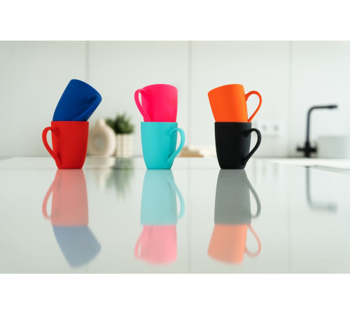 Кружка Good Morning с покрытием софт-тач, ver.2, ярко-розовая (фуксия)