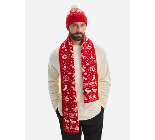 Шарф Holidale, красный с молочным