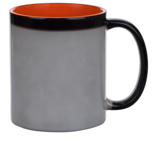 Кружка-хамелеон On Display, глянцевая, черная с оранжевым