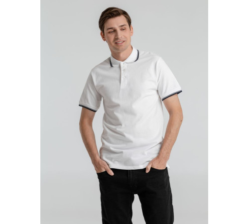 Рубашка поло мужская с контрастной отделкой Practice 270, белый/темно-синий
