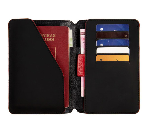 Автобумажник Arrival, черный с красным