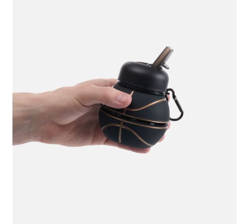 Складная бутылка для воды Basketball Flex, черная
