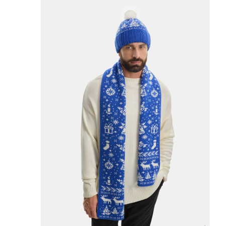 Шарф Holidale, синий с молочным