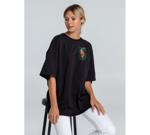 Футболка оверсайз «Мужчина с жемчужной сережкой», черная