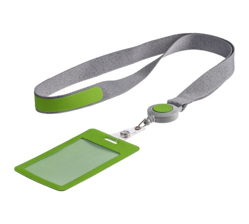 Чехол для пропуска с лентой и ретрактором Devon, зеленый