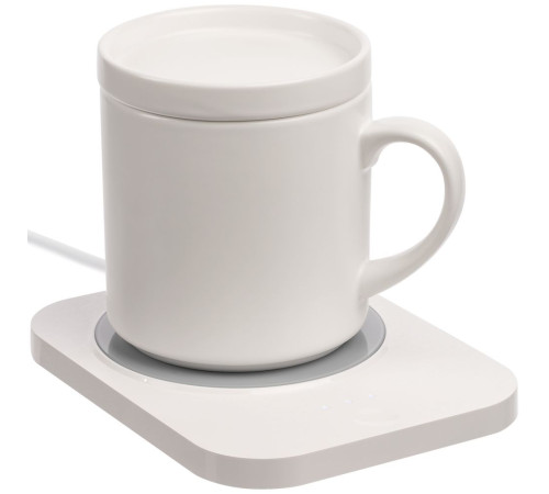 Кружка с подогревом и беспроводной зарядкой Dual Base Plus, белая