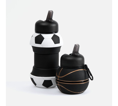 Складная бутылка для воды Basketball Flex, черная