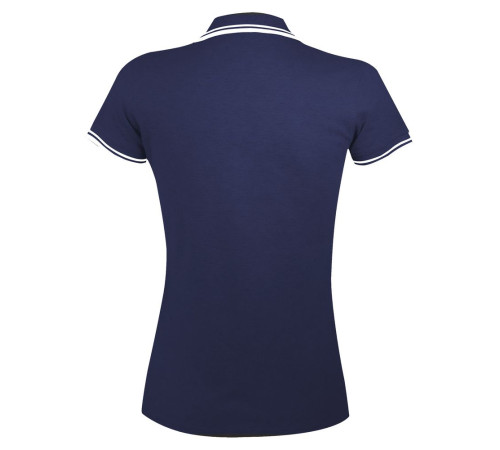Рубашка поло женская Pasadena Women 200 с контрастной отделкой, темно-синяя с белым