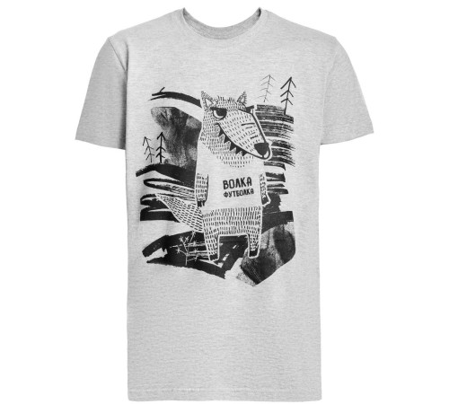 Футболка «Волка футболка», серый меланж