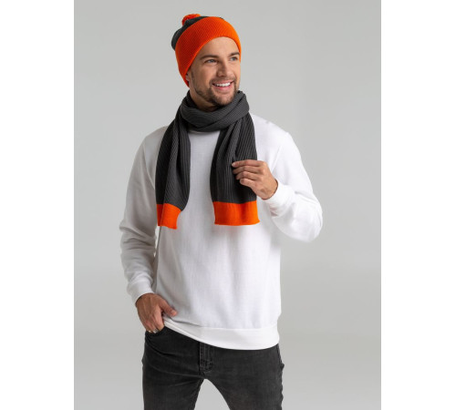 Шарф Snappy, темно-серый (антрацит) с оранжевым