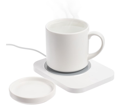 Кружка с подогревом и беспроводной зарядкой Dual Base Plus, белая