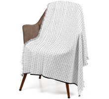 Плед Fringy, белый с черным