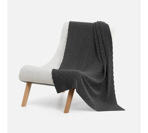 Плед Braidera, темно-серый меланж (асфальт)