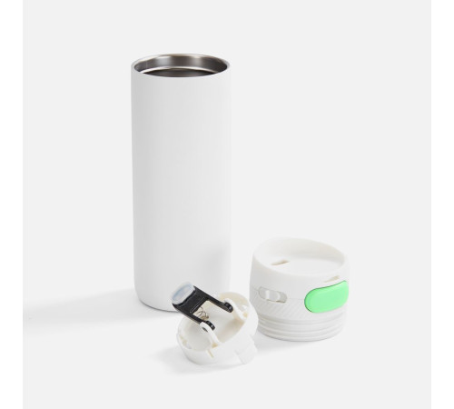 Термостакан X1 с цветной кнопкой, белый с зеленым