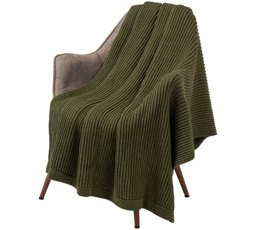 Плед Shirr, зеленый (оливковый)