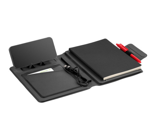 Органайзер с блокнотом и аккумулятором Oiro, черный