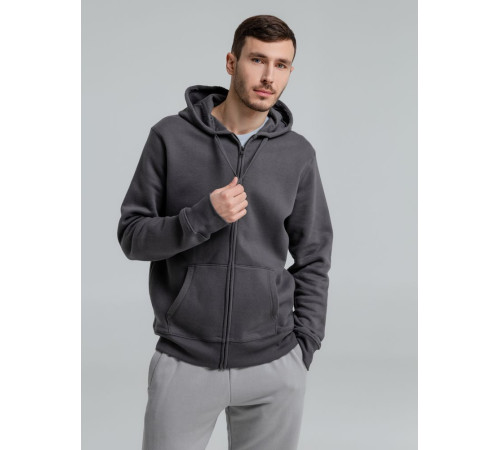 Толстовка на молнии с капюшоном унисекс King, темно-серая