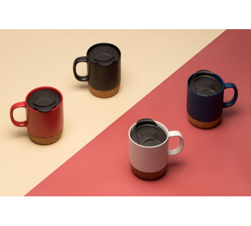 Кружка с пробковой подставкой Corky Walk, черная