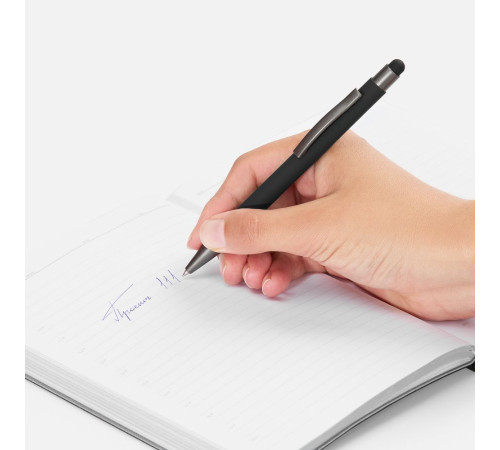 Ручка шариковая Atento Soft Touch Stylus со стилусом, черная