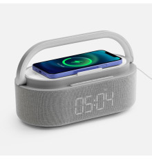 Колонка с часами и беспроводной зарядкой Veske ver.2, серая