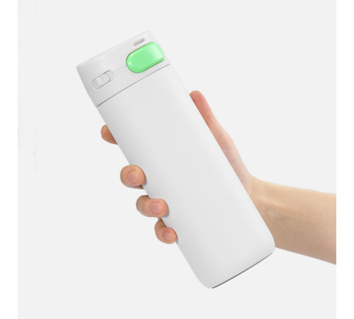 Термостакан X1 с цветной кнопкой, белый с зеленым