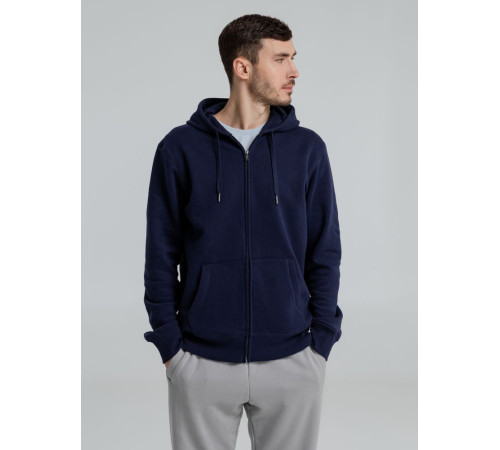 Толстовка на молнии с капюшоном унисекс King, темно-синяя