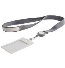 Чехол для пропуска с лентой и ретрактором Devon, белый