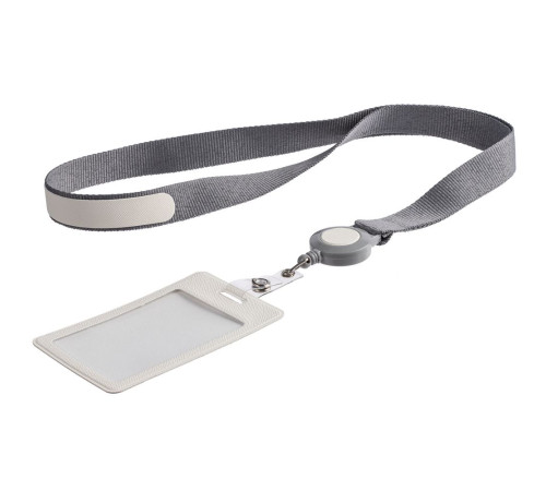 Чехол для пропуска с лентой и ретрактором Devon, белый