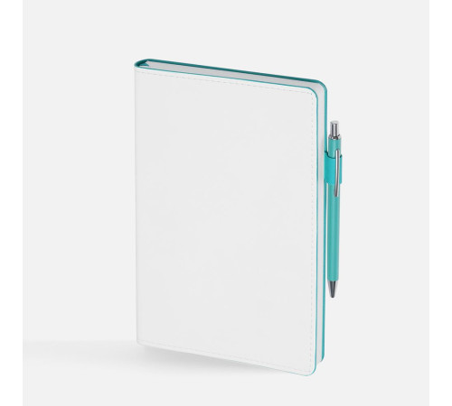 Ежедневник White Shall, недатированный, бело-бирюзовый
