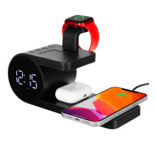 Станция беспроводной зарядки с часами fullStack, черная