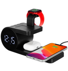 Станция беспроводной зарядки с часами fullStack, черная