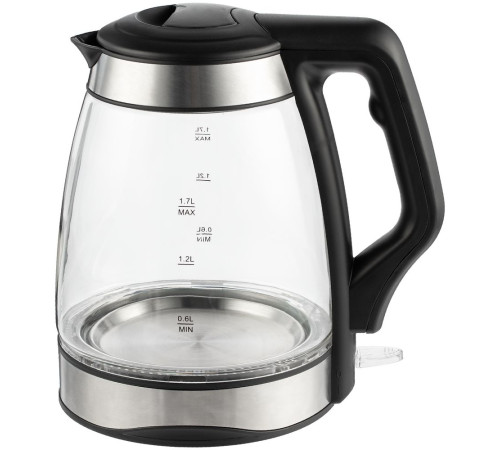 Электрический чайник Lumimore, стеклянный, серебристо-черный