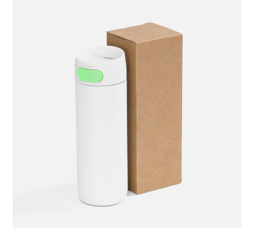 Термостакан X1 с цветной кнопкой, белый с зеленым