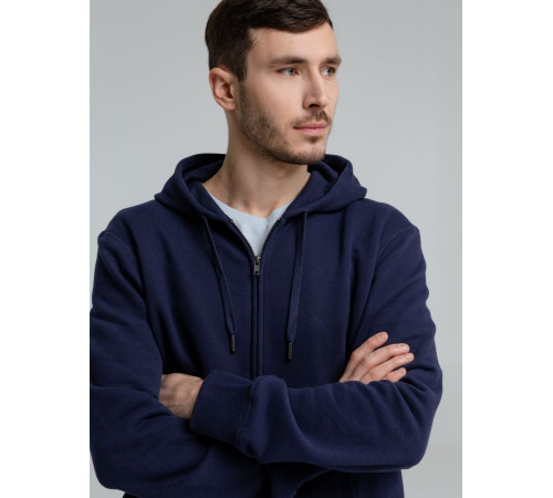 Толстовка на молнии с капюшоном унисекс King, темно-синяя