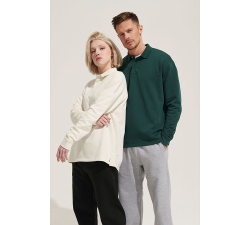 Рубашка поло оверсайз с длинным рукавом Heritage, молочная