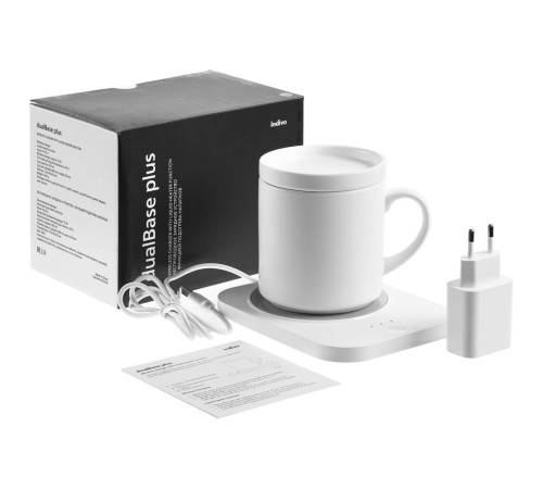 Кружка с подогревом и беспроводной зарядкой Dual Base Plus, белая