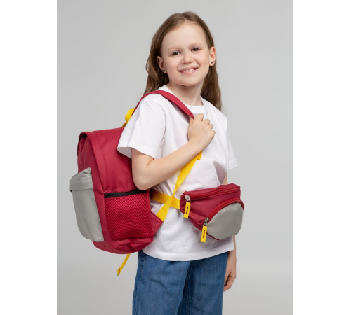 Поясная сумка детская Kiddo, бордовая с серым